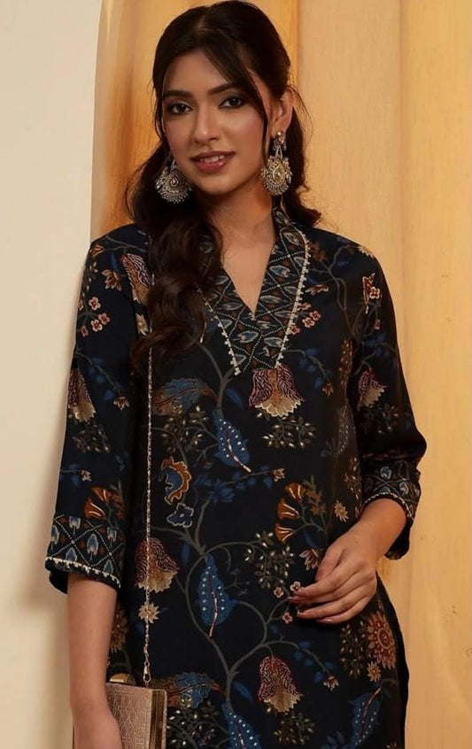 Sana Blue Straight Kurta