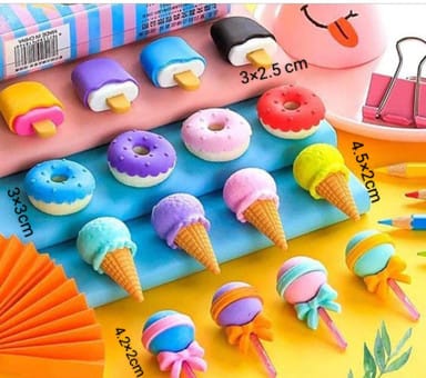 Kawaii Dessert Shop Eraser Set – 4-Piece Cute Collectible Stationery