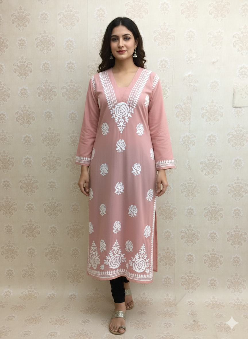 Lucknowi rayon peach