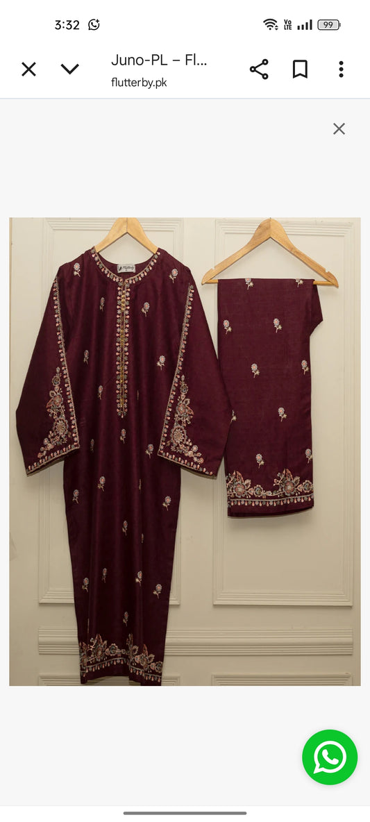 Flutter By Burgundy floral embroidered