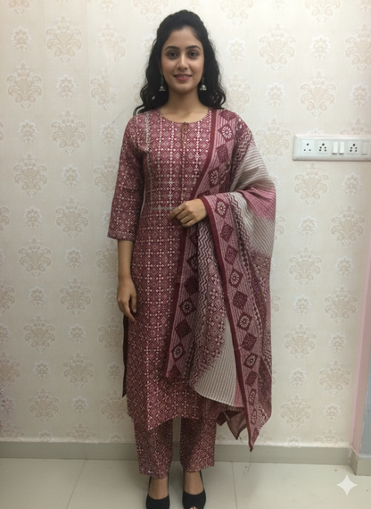 Jaipuri Maroon suit