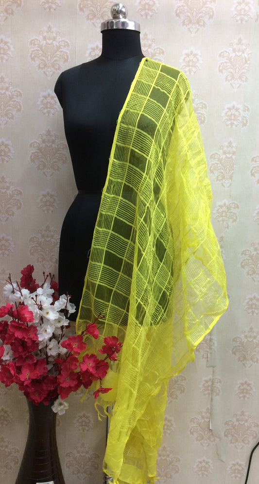 Bright Yellow Checkered Dupatta