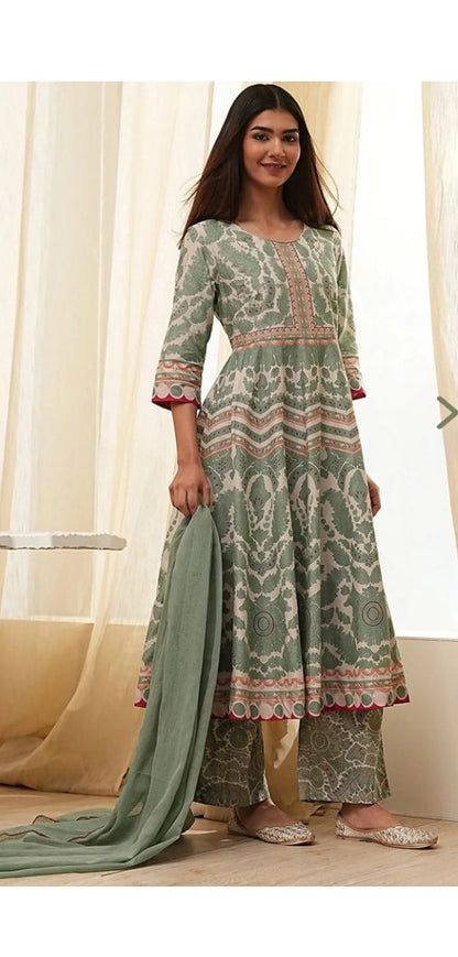 Abia Biba green anarkali