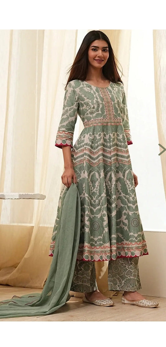 Abia Biba green anarkali