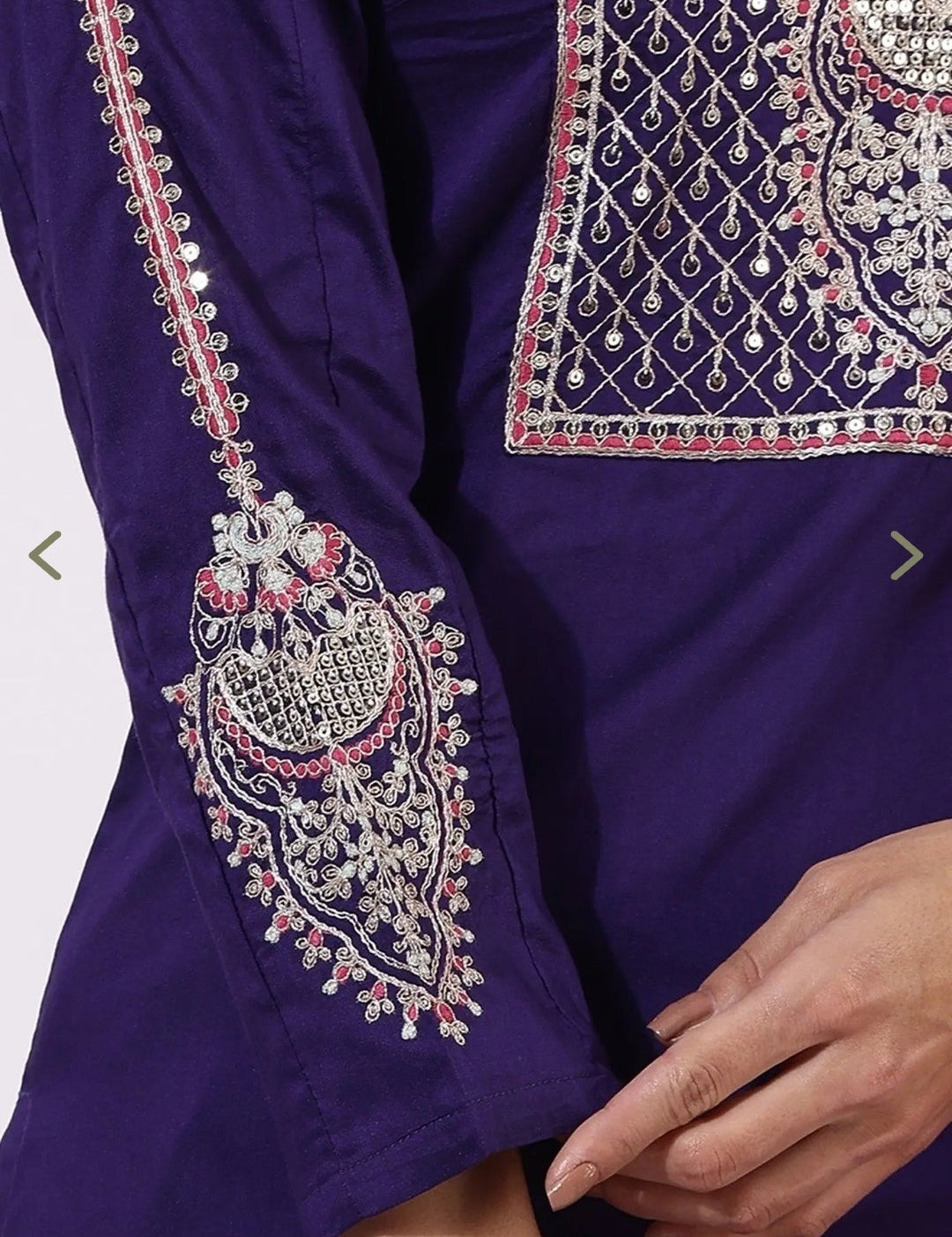 Luxurious Purple Embroidered Cotton Silk Kurta Set with Organza Dupatta