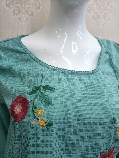 Mint Green Floral Kurta Set with Dupatta | Women's Ethnic Wear