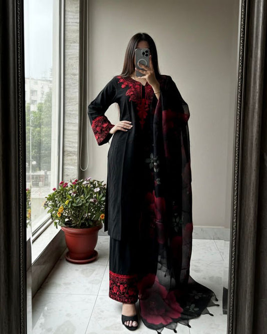 Rayon embroidered kurta set