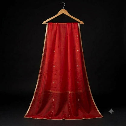 Red Organza Dupatta