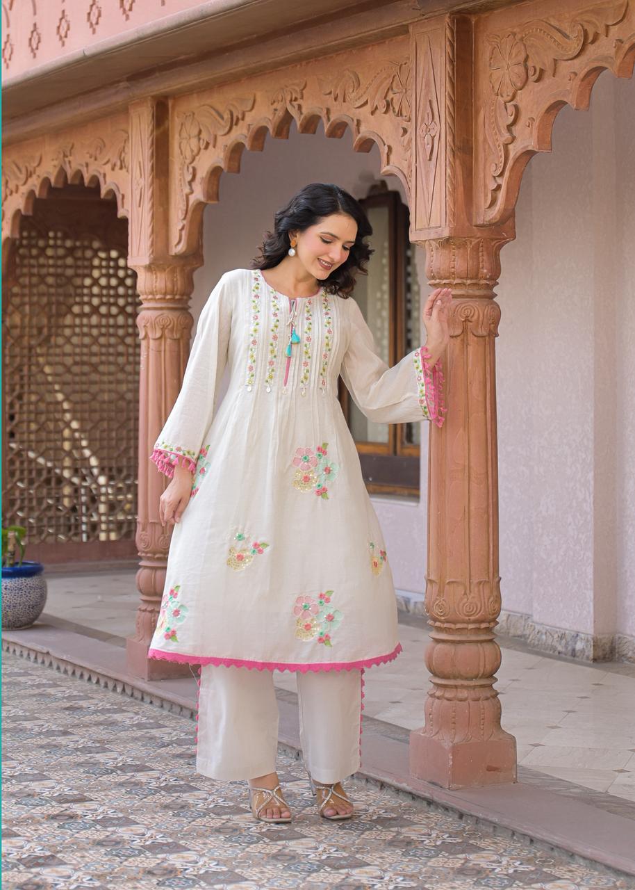 Nasim Ivory Embroidered Co-Ord Set