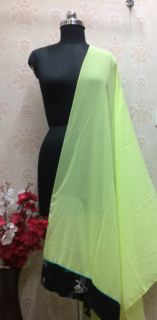 Lime chiffon dupatta with black border