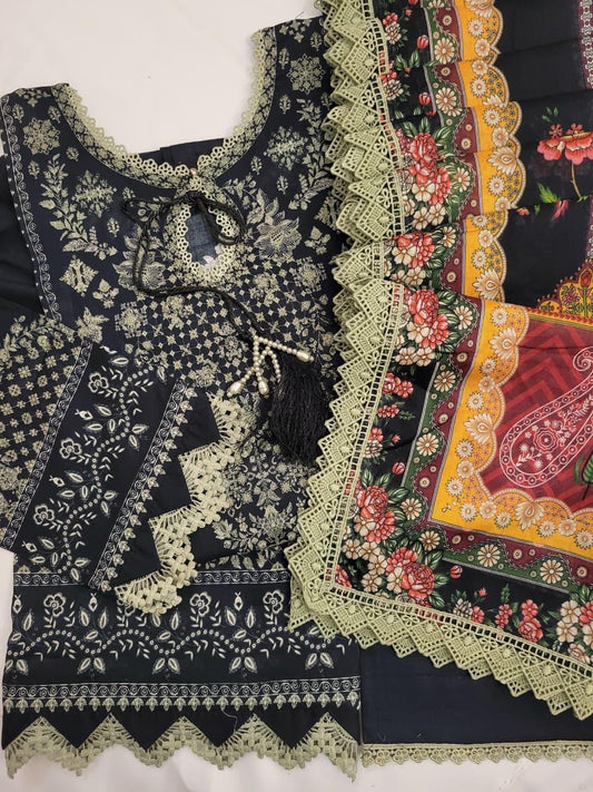 Black with multi dupatta Mausummery lawn vol-01 2026