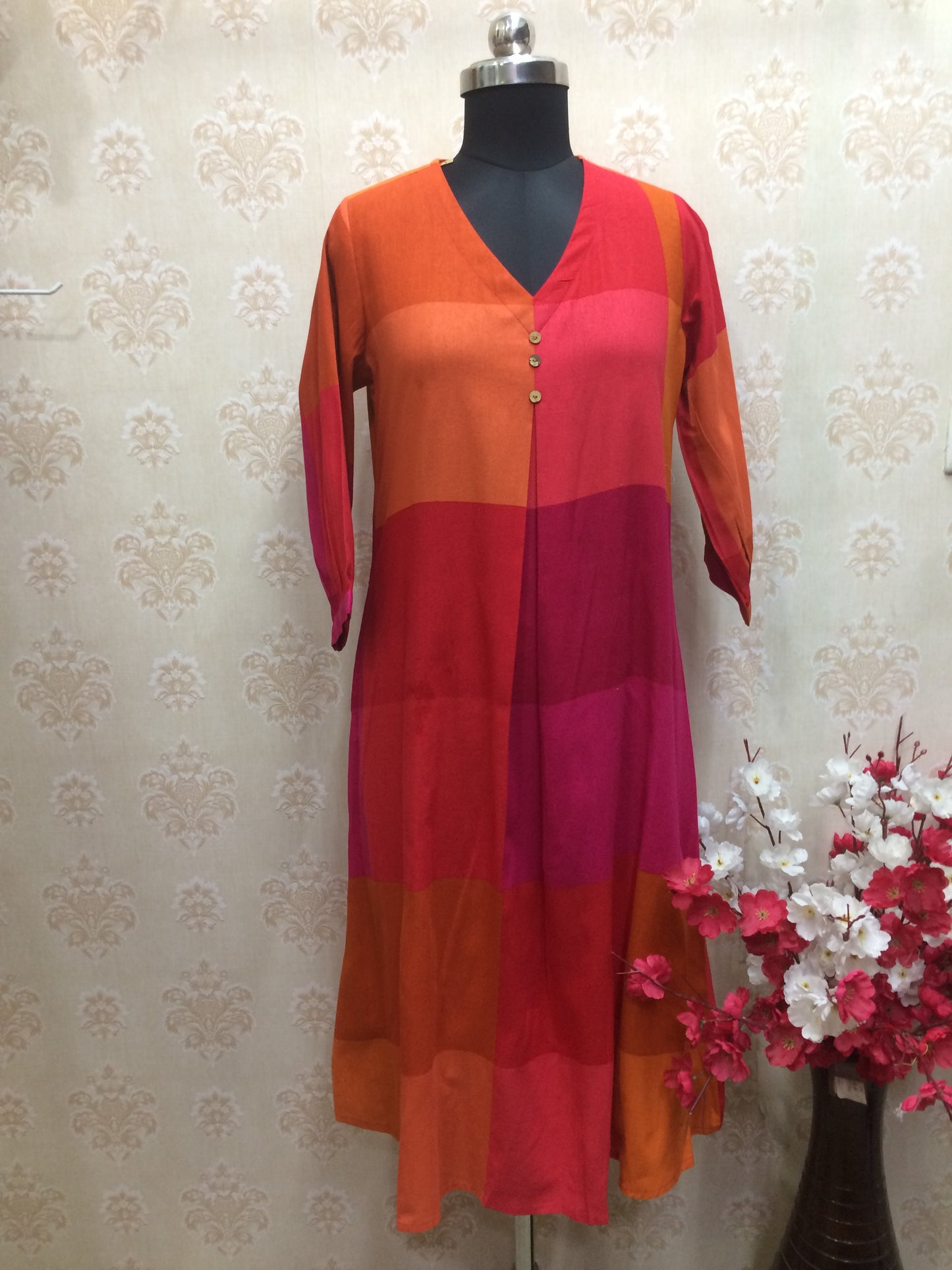 Vibrant Color Block cotton  Kurta Tunic Top