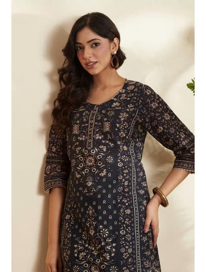 Biba Black Floral Kurta