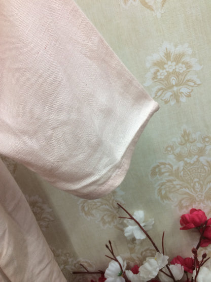 Light Pink Mul Cotton Tunic Top with Mandarin Collar