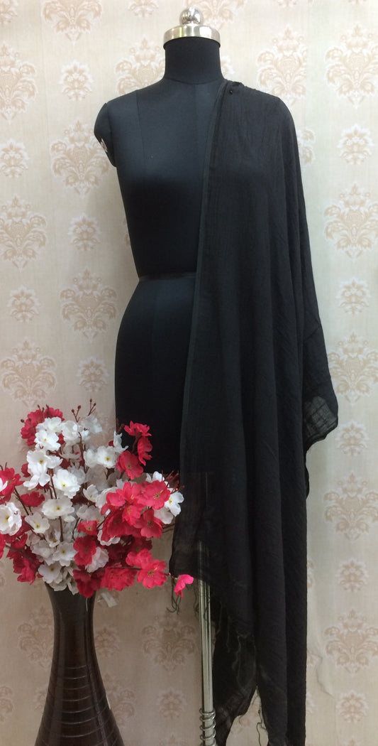 Plain black cotton dupatta