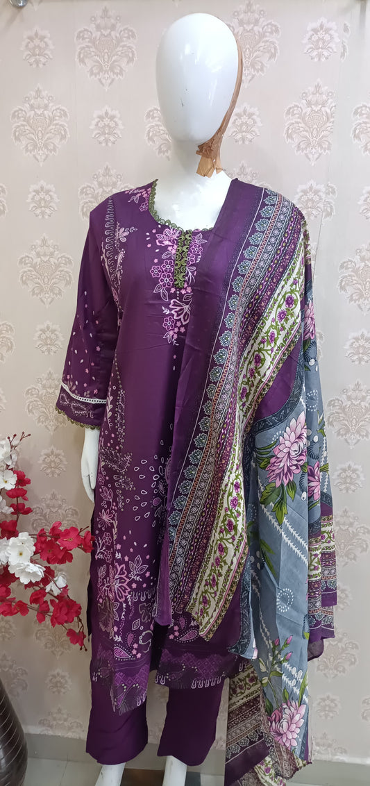 Reem Printed Pakistani Style Suit 3 Piece Cotton
