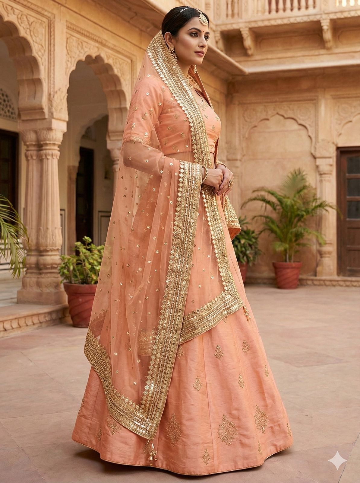 Heavy organza dupatta with heavy lace