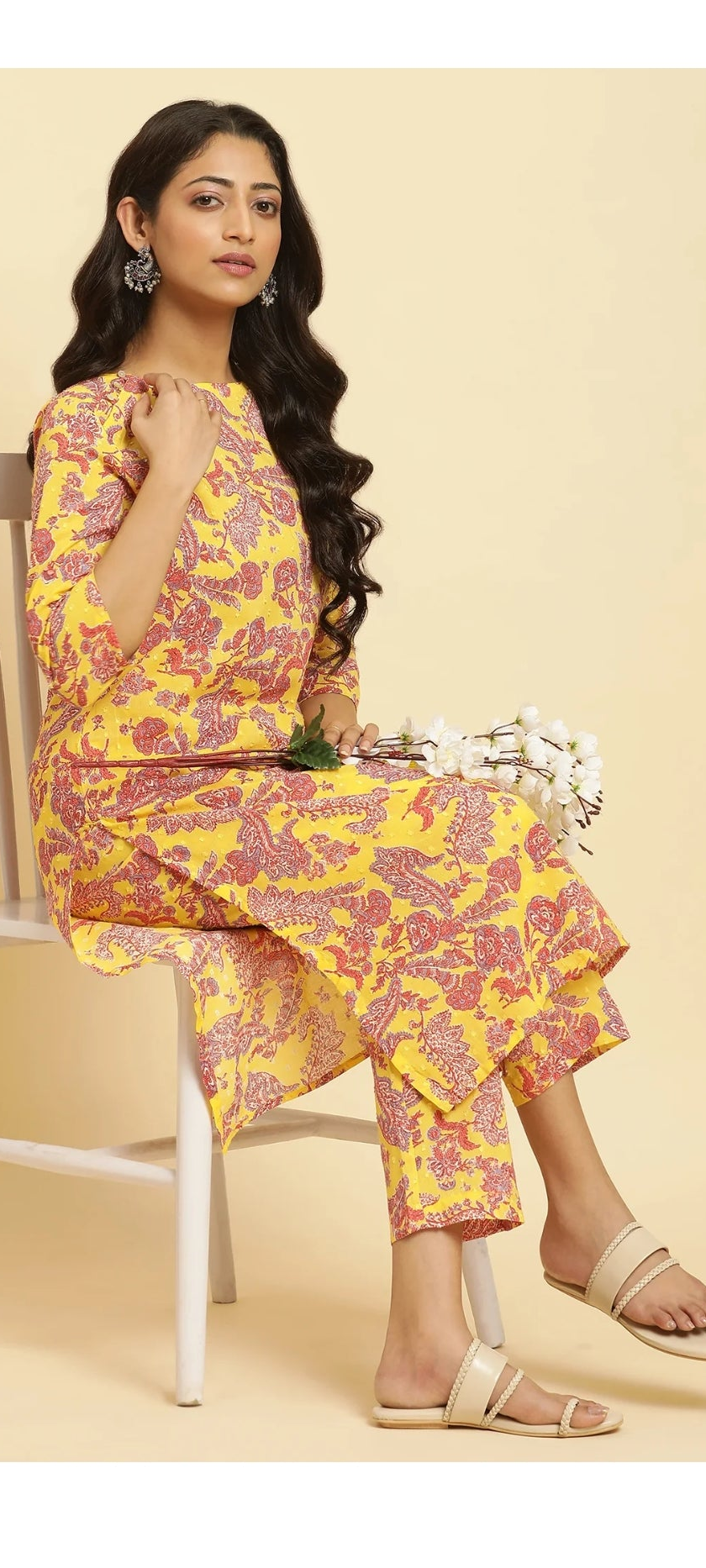 Alina  W - Yellow Floral Cord Set