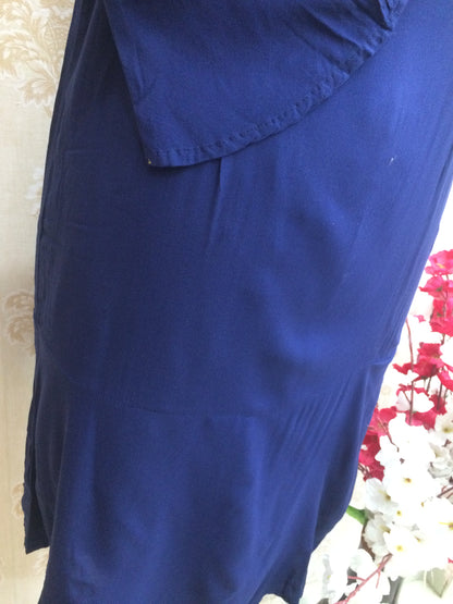 Classic Navy Blue Solid Rayon Kurti