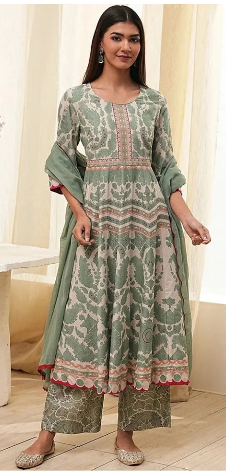 Abia Biba green anarkali