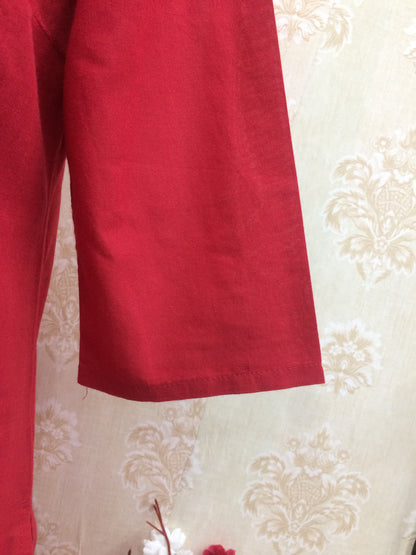 Vibrant Red Solid Cotton Kurti