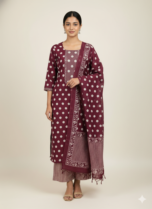 Rani polka dot cotton dress plus size