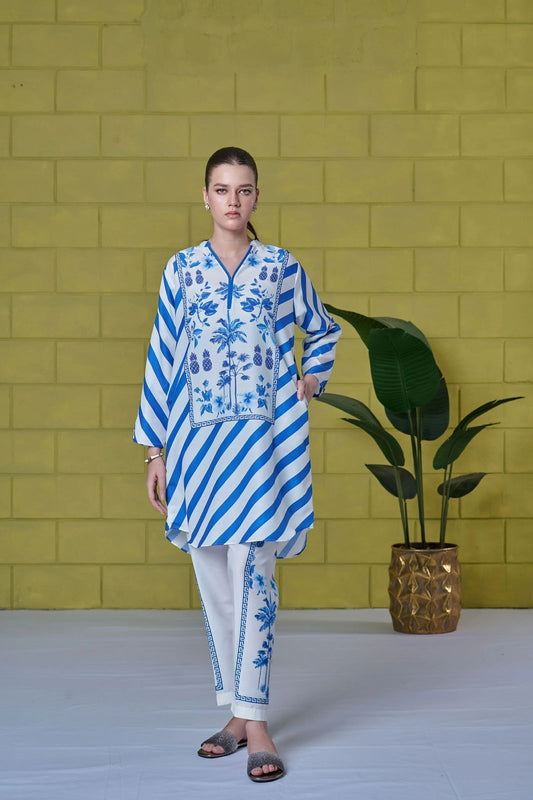 Inaya White And Blue Cord Set