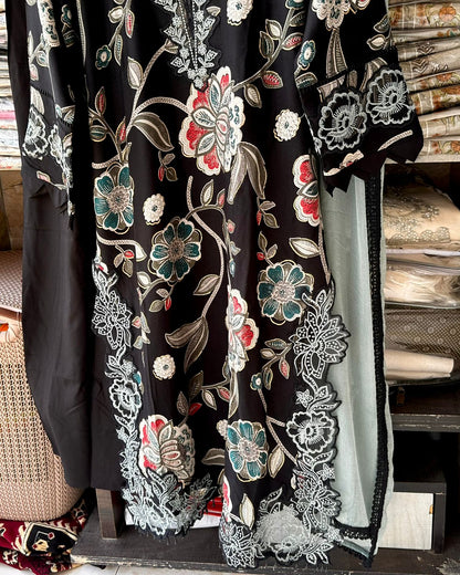 Ramsha Embroidered 3-Piece Kurta Set - Black & Teal