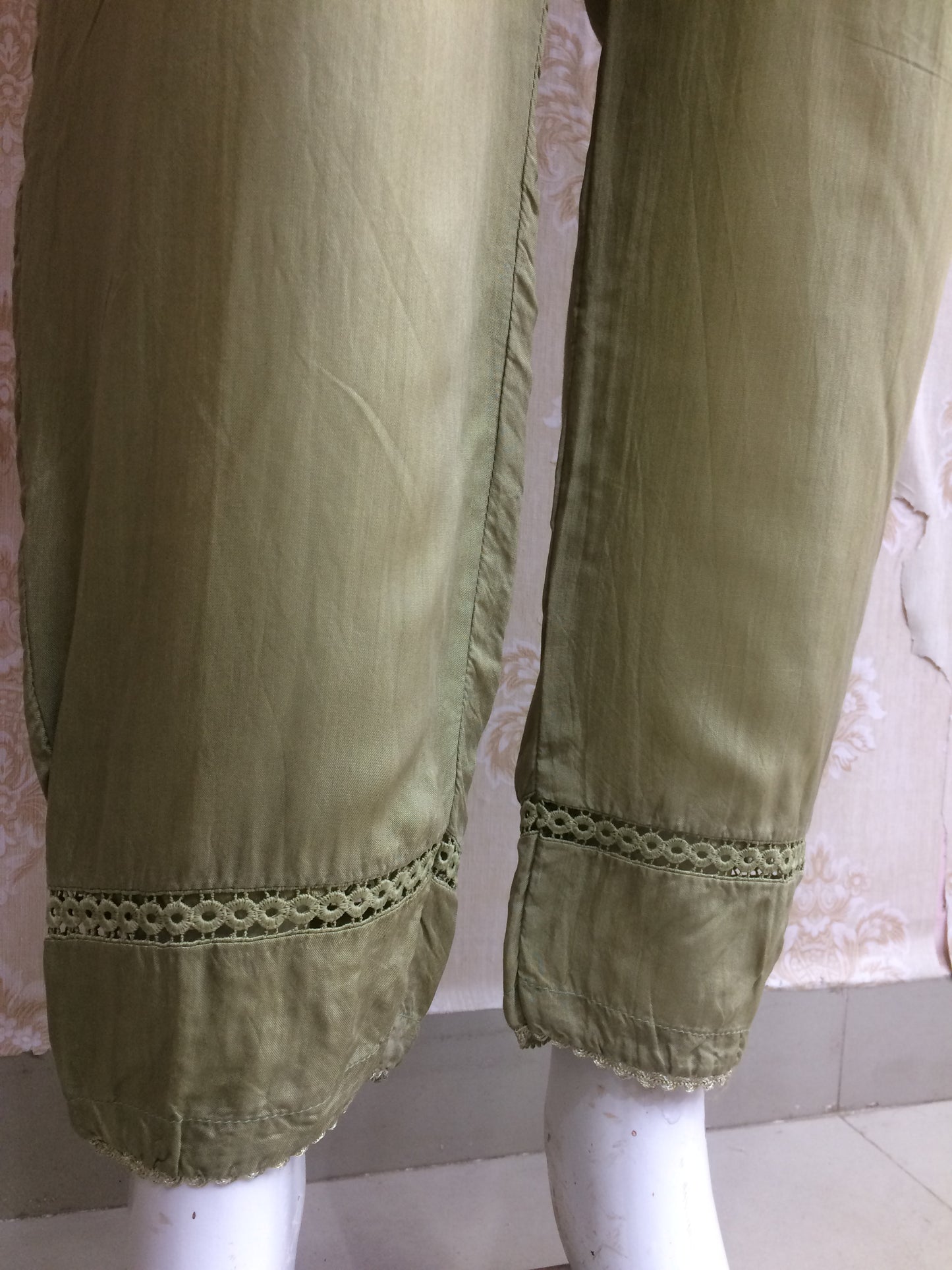 Elegant Olive Green Chiffon Salwar Kameez Suit with Tone-on-Tone Chikankari Style Embroidery - Ready to Wear dress