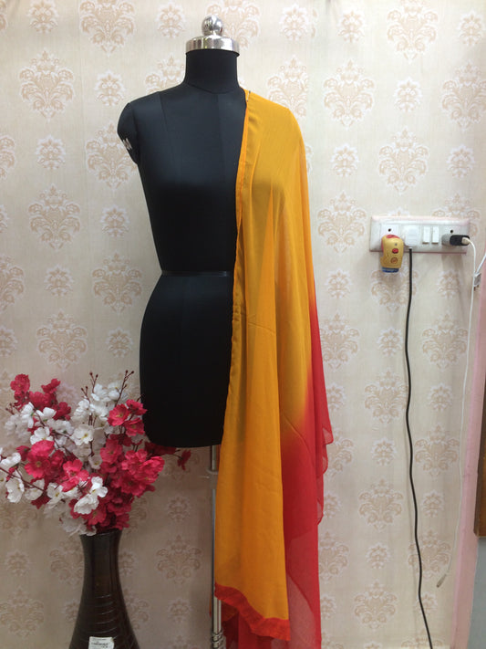 Red and mustard chiffon double shade dupatta