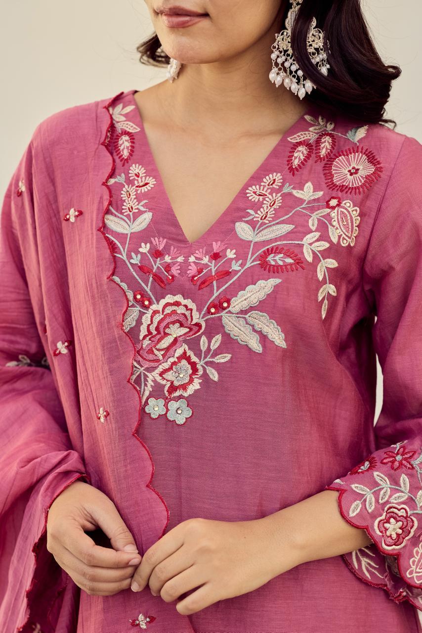 Mariya Embroidered Chanderi Silk Suit Set
