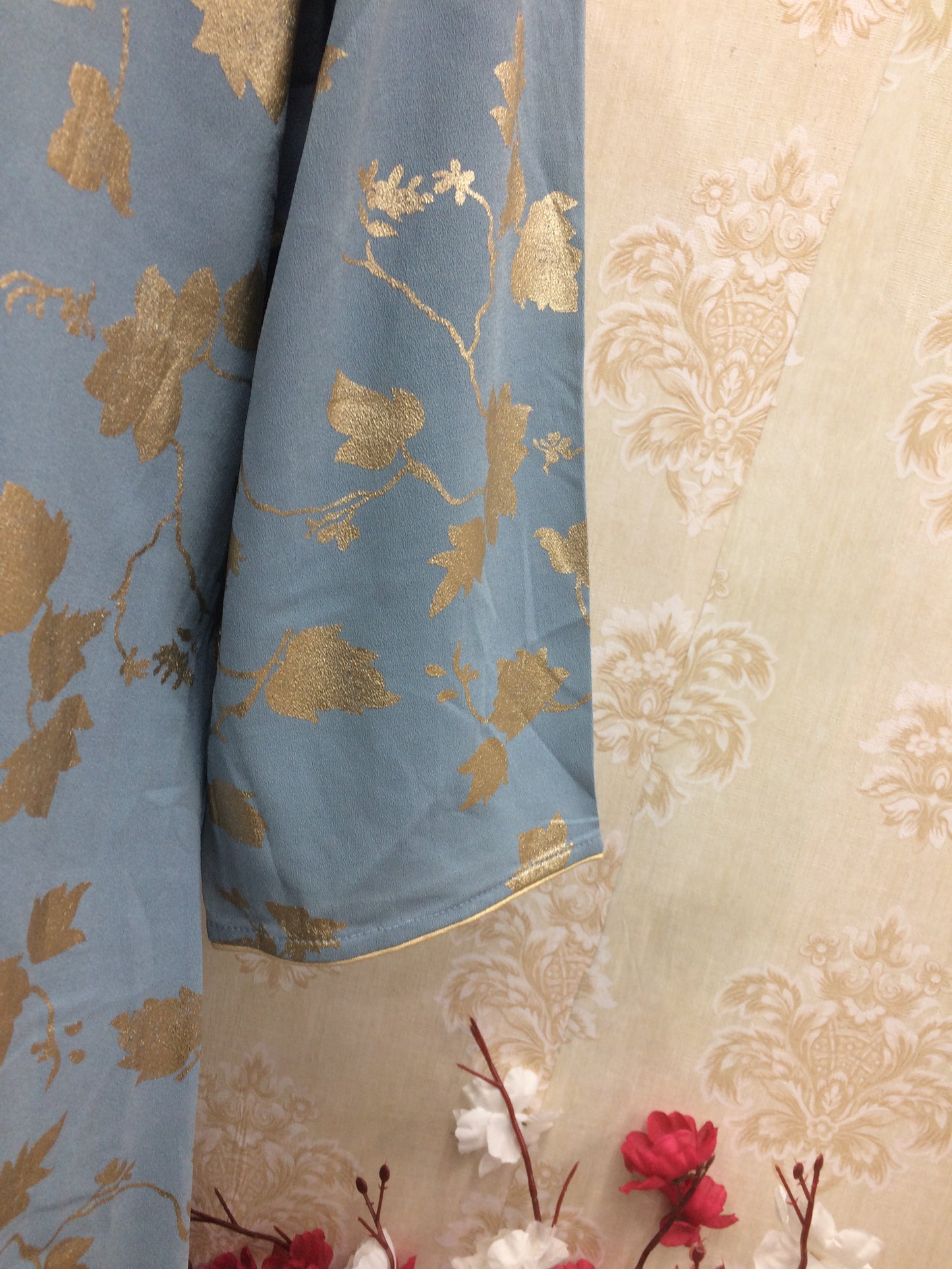 Front Slit Gold Foil Print Kurta