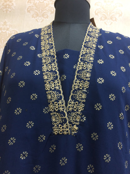 Navy Blue Georgette Kurti with Attached Inner