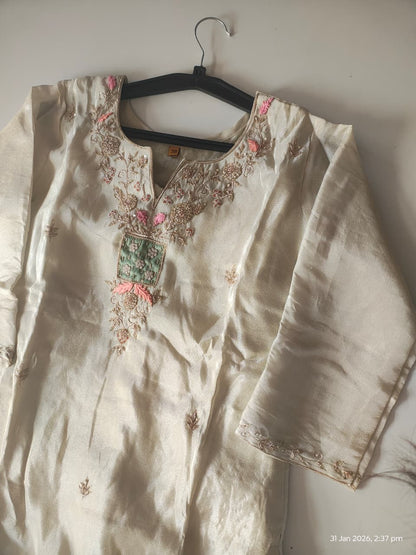 Tanvir Off-White Embroidered Sharara Set