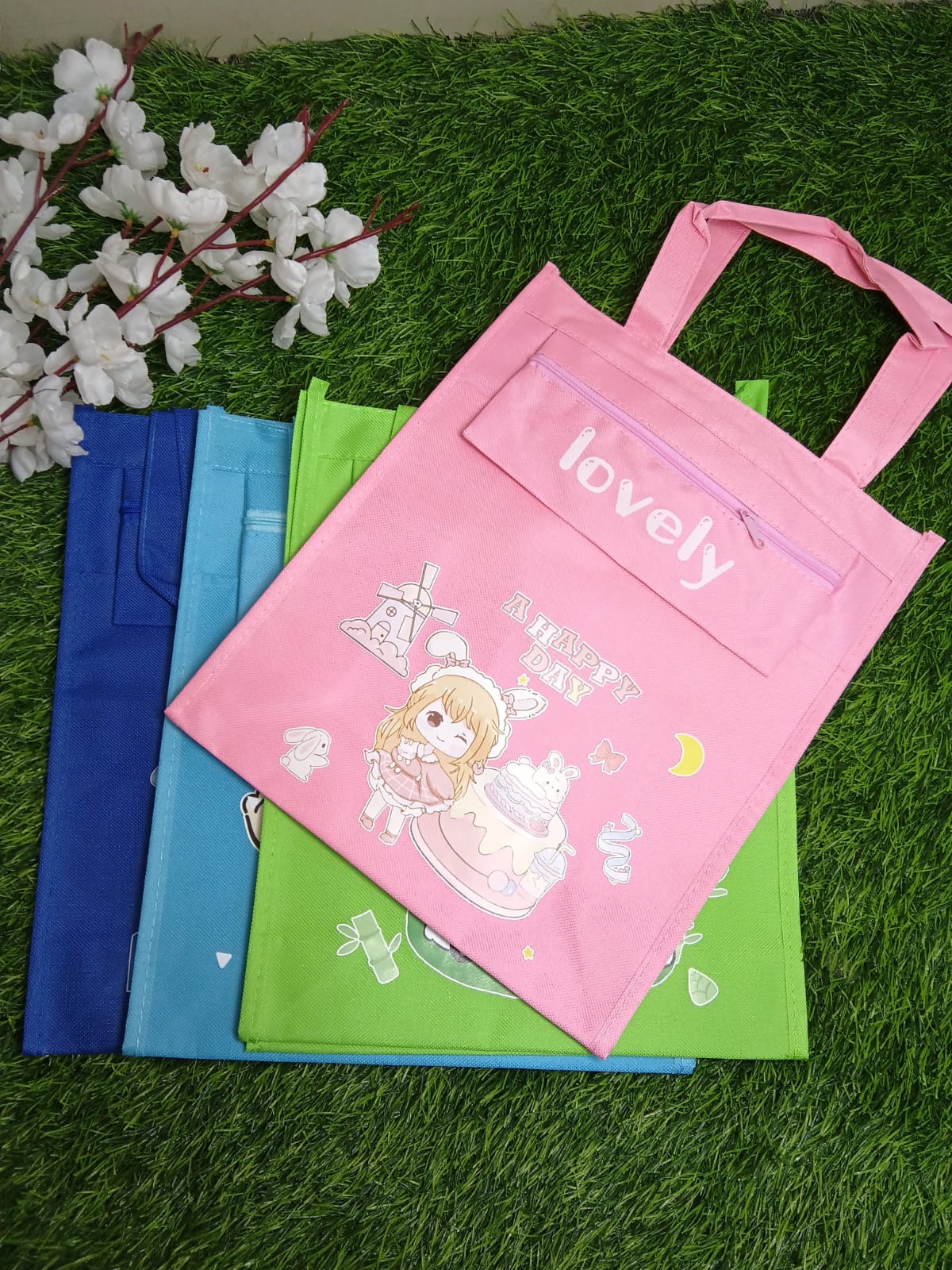 Kids' Multi-Purpose Canvas Tote Bags – Cute Character Library & Tuition Bags