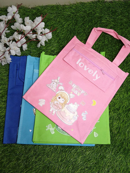 Kids' Multi-Purpose Canvas Tote Bags – Cute Character Library & Tuition Bags