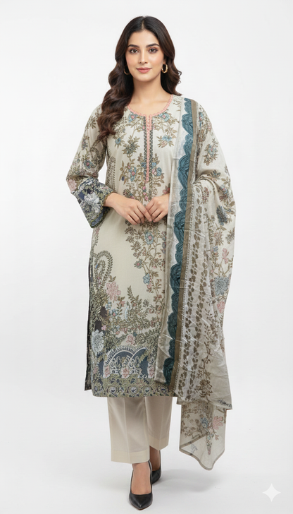 Pakistani dress beige and cream