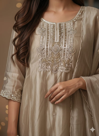 Tissue Silk Anarkali Kurta & Palazzo Set