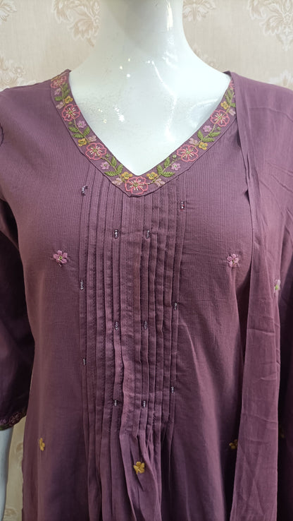 Elegant Embroidered A-line kurta pent Set