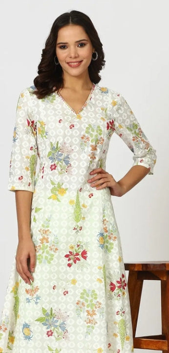 Alana W White red flower a-line style
