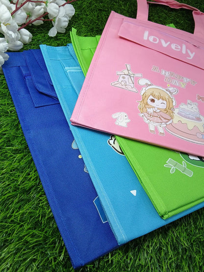 Kids' Multi-Purpose Canvas Tote Bags – Cute Character Library & Tuition Bags