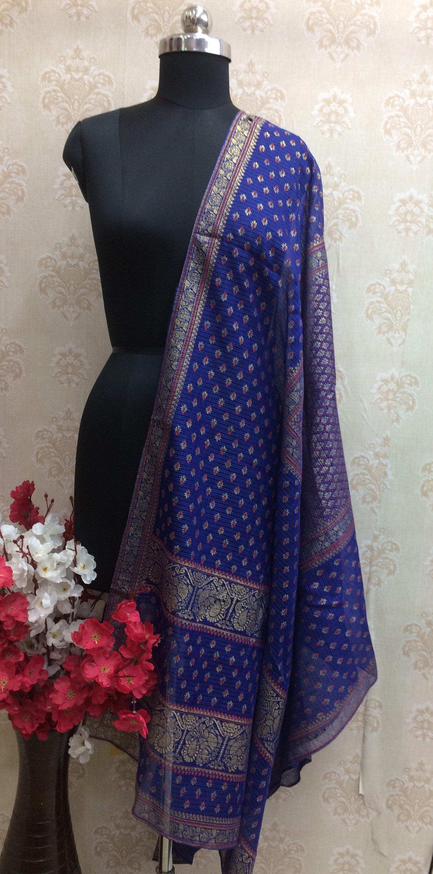 Royal Blue Banarasi Dupatta