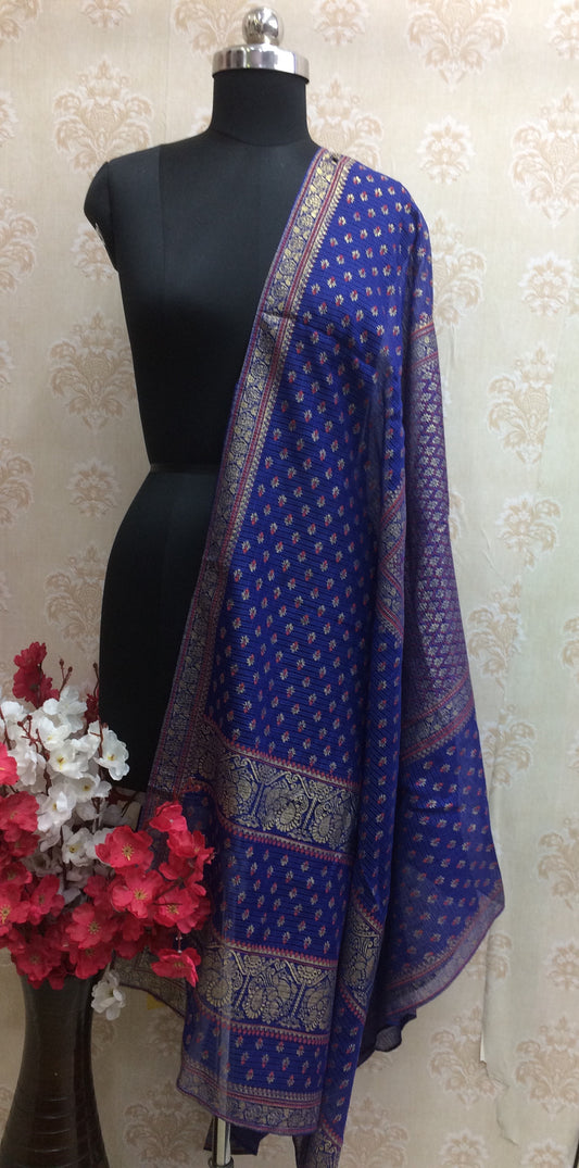Royal Blue Banarasi Dupatta