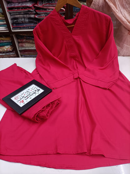 Cotton Co-ord Set - V-Neck Tunic & Wide-Leg Trousers