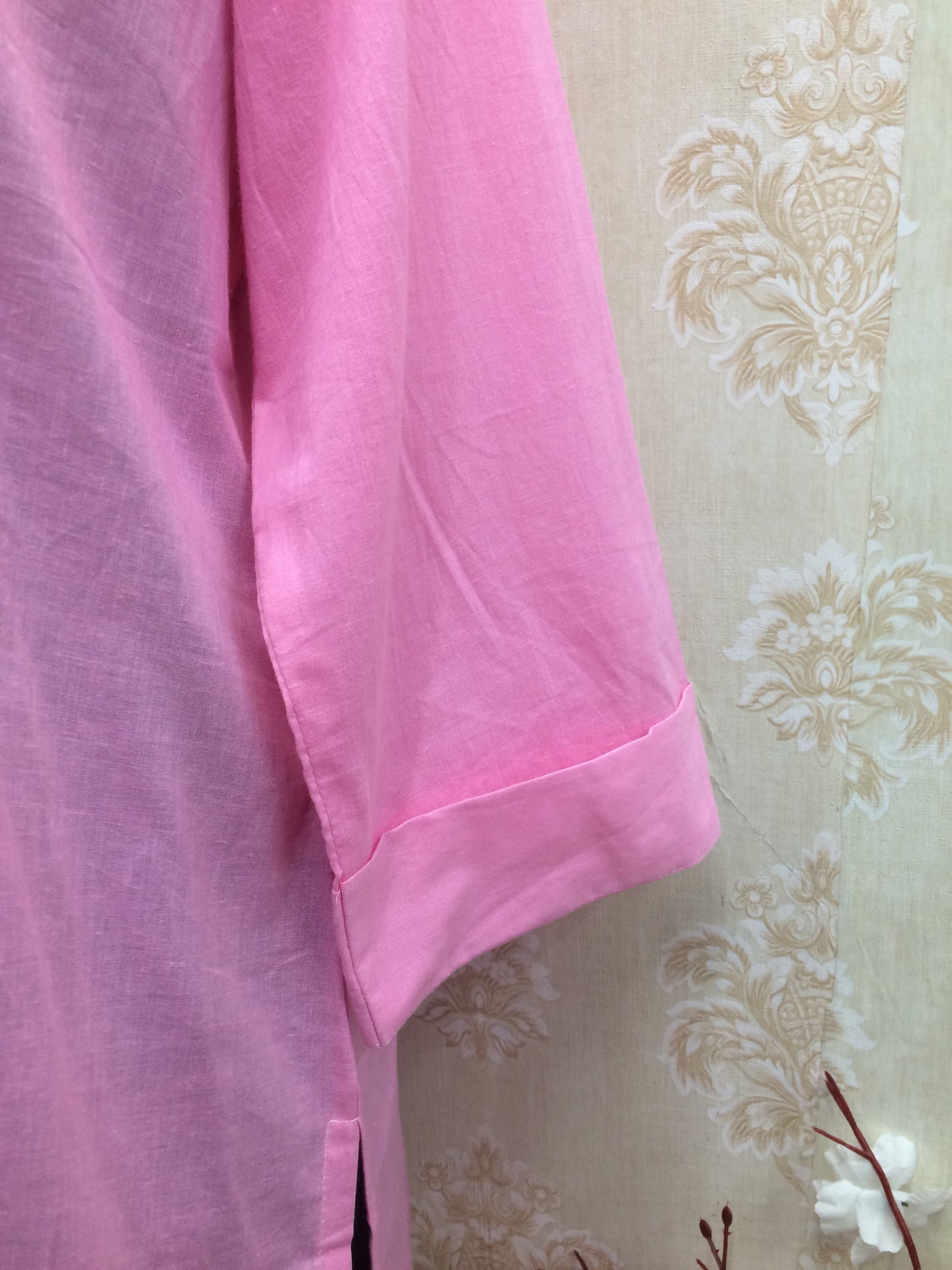 Soft Pink Solid Cotton Tunic