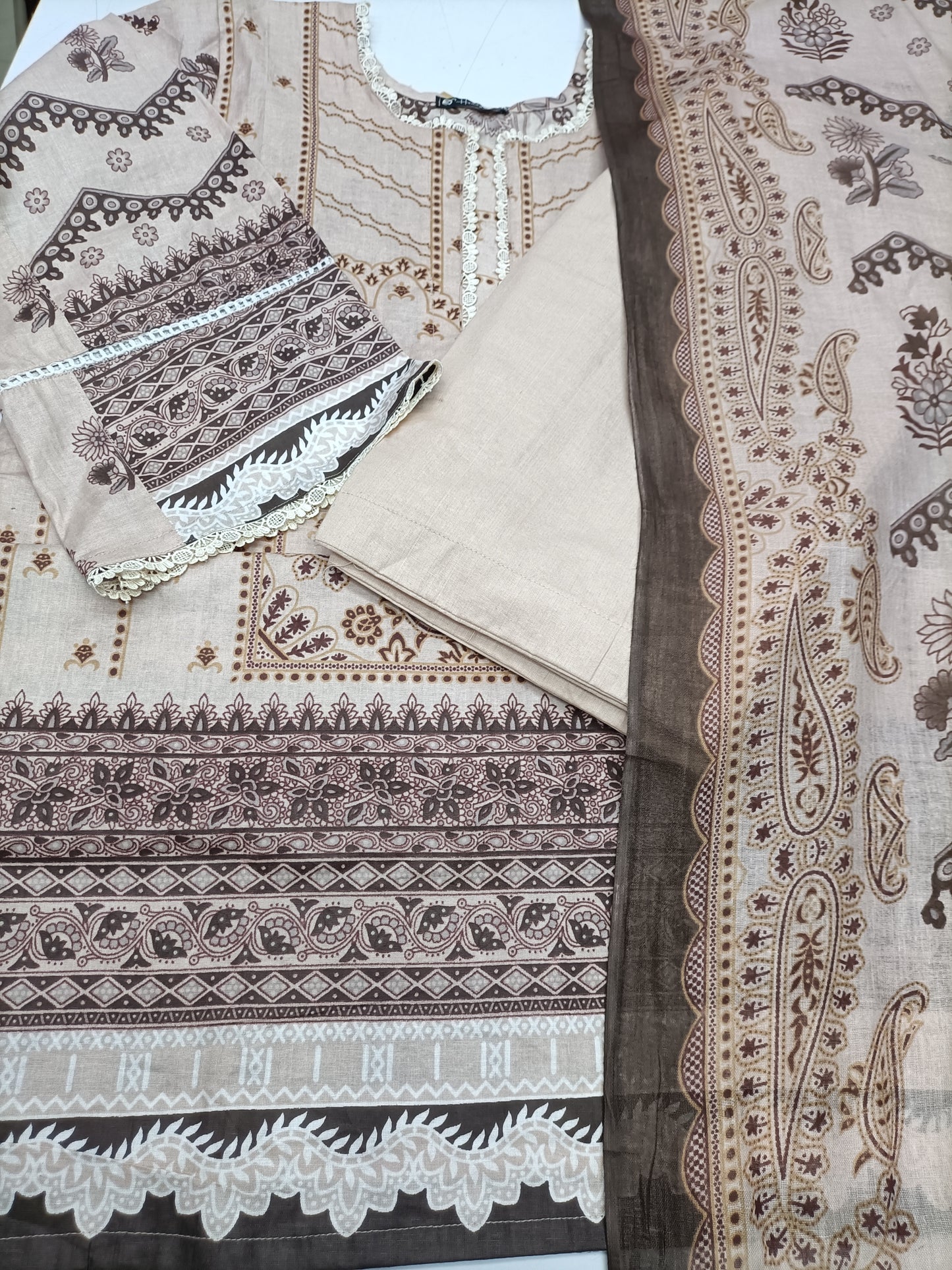 Pakistani dress cream and brown