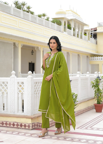 Sumaiya Olive Green Anarkali Kurta Set