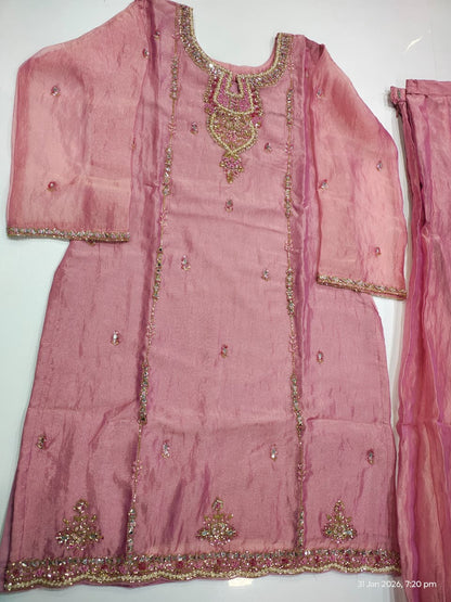 Zuzia Blush pink hand embroidered sharara set