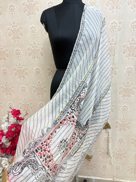 Elegant Monochrome Printed Dupatta