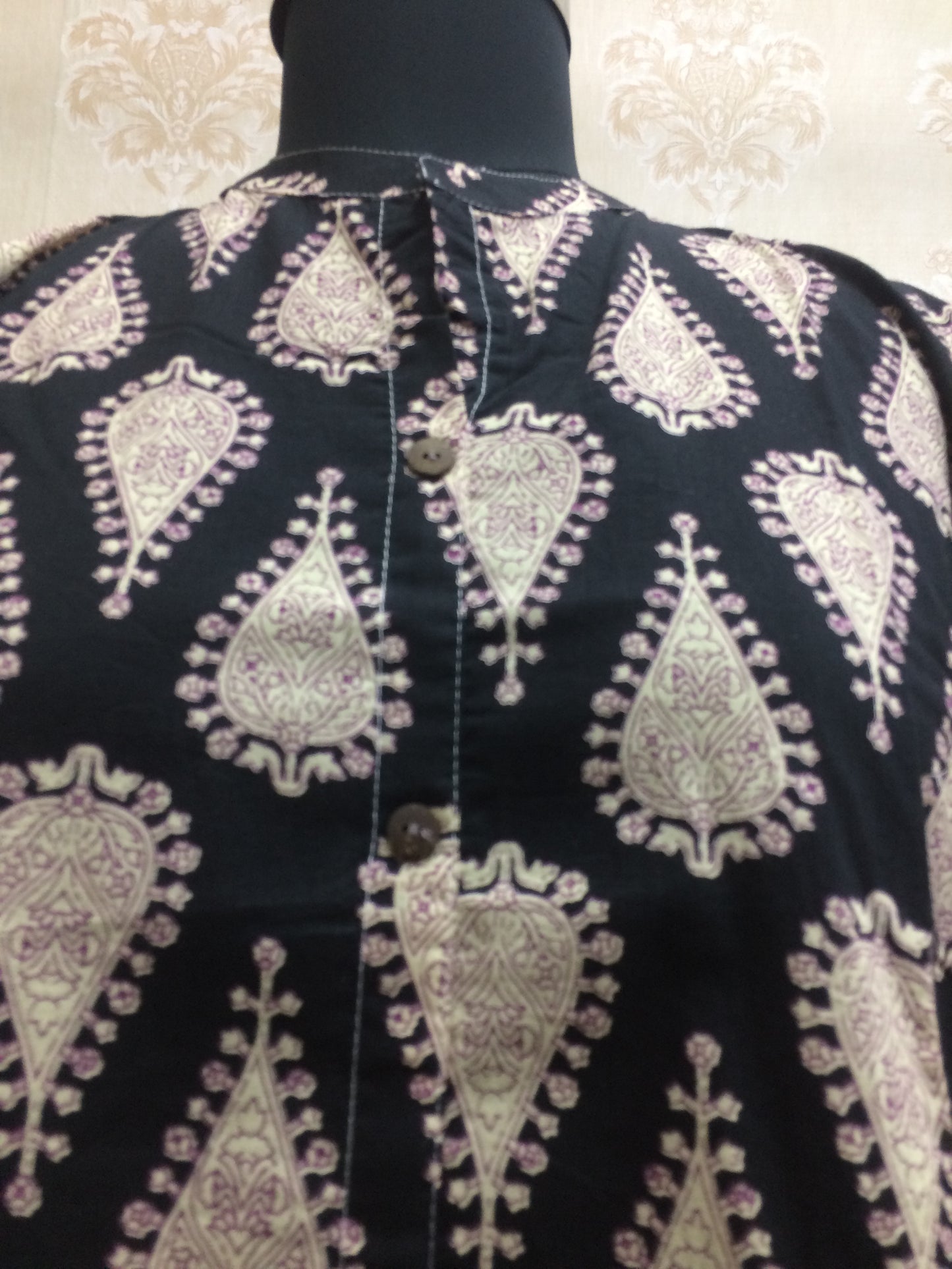 Black Paisley Print Cotton Tunic
